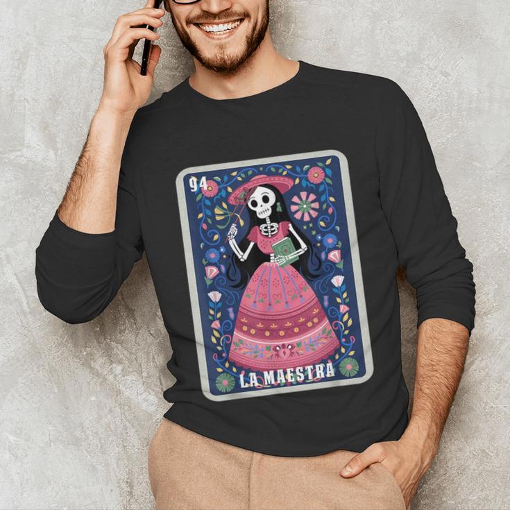 La Maestra Halloween Mexican Bingo Card Teacher Lottery Card Unisex Long Sleeve T-Shirt, funny gift