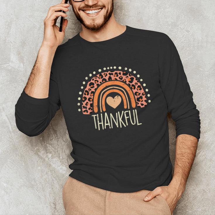Leopard Rainbow Thankful Thanksgiving Teacher Women Kids Unisex Long Sleeve T-Shirt, funny gift Leopard Rainbow Thankful Thanksgiving Teacher Women Kids Unisex Long Sleeve T-Shirt, funny gift