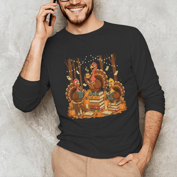 Librarian Turkey Reading Book Fall Thanksgiving Teacher Unisex Long Sleeve T-Shirt, funny gift Librarian Turkey Reading Book Fall Thanksgiving Teacher Unisex Long Sleeve T-Shirt, funny gift