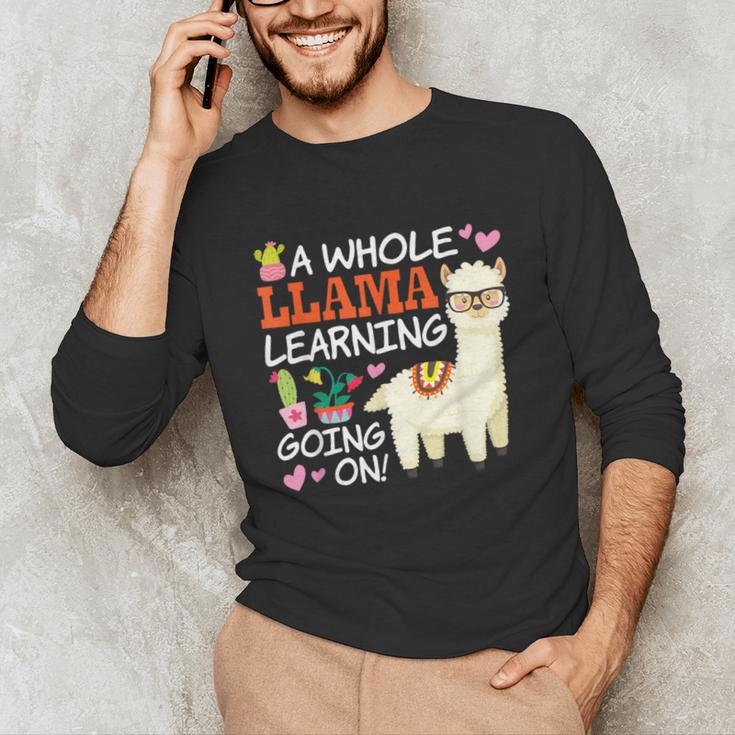 Llama Learning T Shirt Teachers Students Alpaca Lovers Unisex Long Sleeve T-Shirt, funny gift