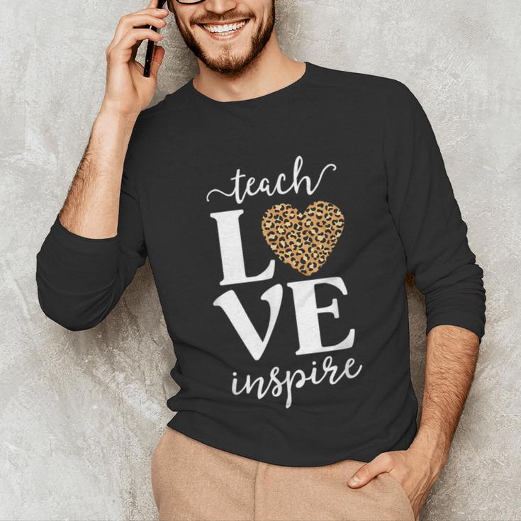 Love Leopard Print Teacher Cheetah School Inspire Teach Unisex Long Sleeve T-Shirt, funny gift