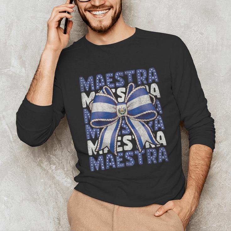 Maestra El Salvador Coquette Bow Hispanic Spanish Teacher Unisex Long Sleeve T-Shirt, funny gift Maestra El Salvador Coquette Bow Hispanic Spanish Teacher Unisex Long Sleeve T-Shirt, funny gift