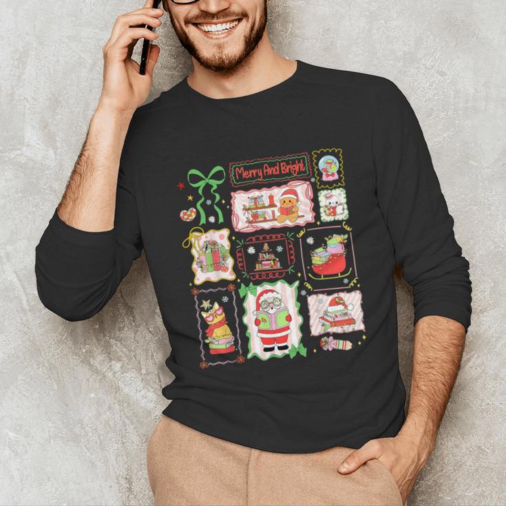 Merry And Bright Christmas Gingerbread Santa Book Teacher Unisex Long Sleeve T-Shirt, funny gift Merry And Bright Christmas Gingerbread Santa Book Teacher Unisex Long Sleeve T-Shirt, funny gift