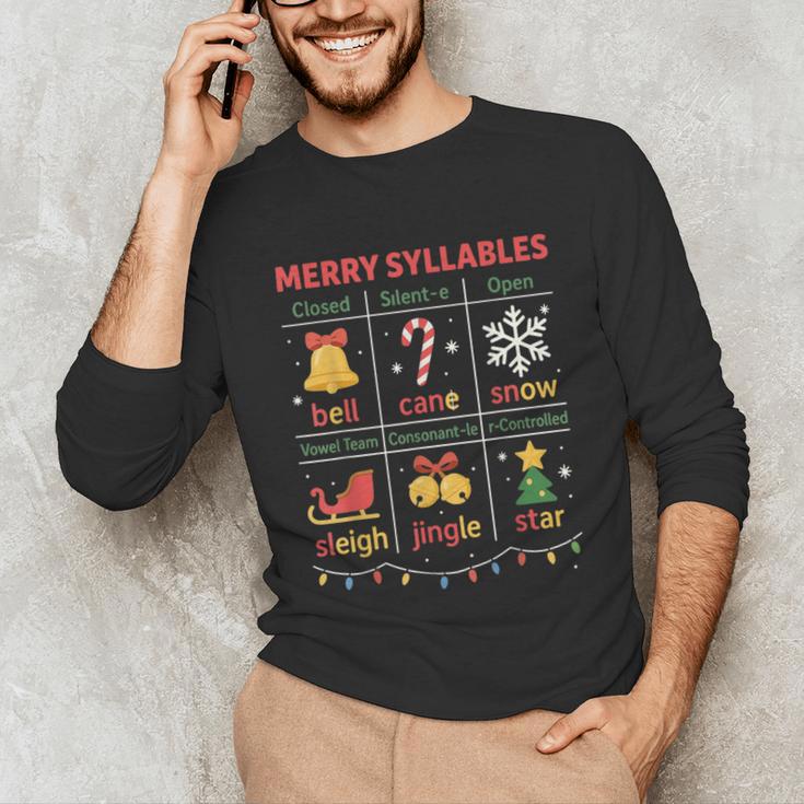 Merry Syllables Teacher Christmas Educational Kids Unisex Long Sleeve T-Shirt, funny gift Merry Syllables Teacher Christmas Educational Kids Unisex Long Sleeve T-Shirt, funny gift
