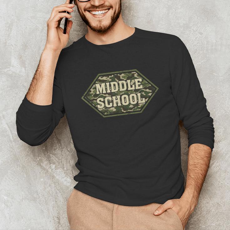 Middle School Camo Retro Back To School Teachers Unisex Long Sleeve T-Shirt, funny gift Middle School Camo Retro Back To School Teachers Unisex Long Sleeve T-Shirt, funny gift