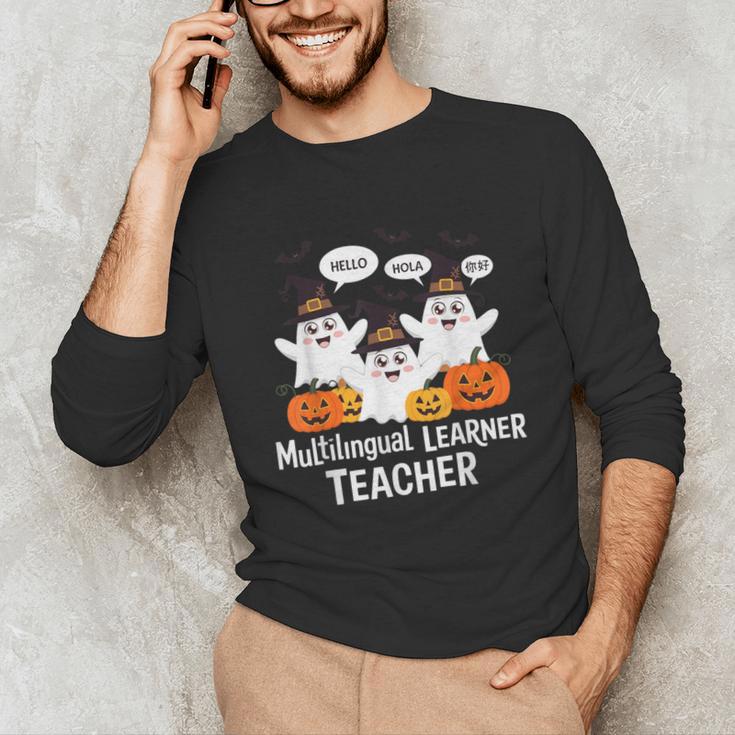 Multilingual Learner Teacher Spooky Halloween ESL Teacher Unisex Long Sleeve T-Shirt, funny gift Multilingual Learner Teacher Spooky Halloween ESL Teacher Unisex Long Sleeve T-Shirt, funny gift