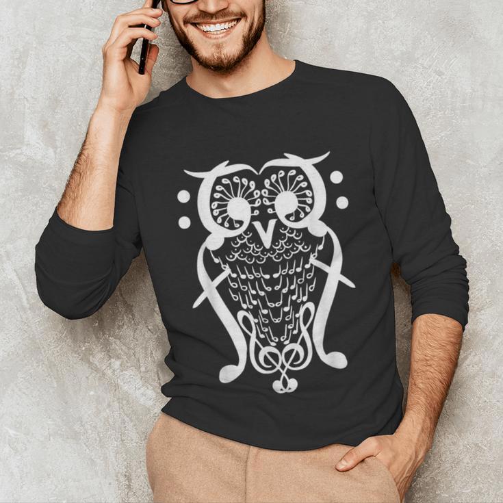 Music Note Owl Shirt Musicians Teacher Birthday Bird Unisex Long Sleeve T-Shirt, funny gift