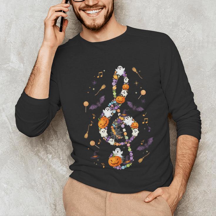 Music Note Symbol Halloween For Music Teacher Musicians Unisex Long Sleeve T-Shirt, funny gift
