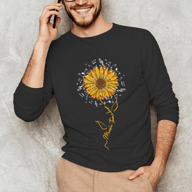 Music Teacher Shirt Sunflower Music Notes Musician Singer Unisex Long Sleeve T-Shirt, funny gift