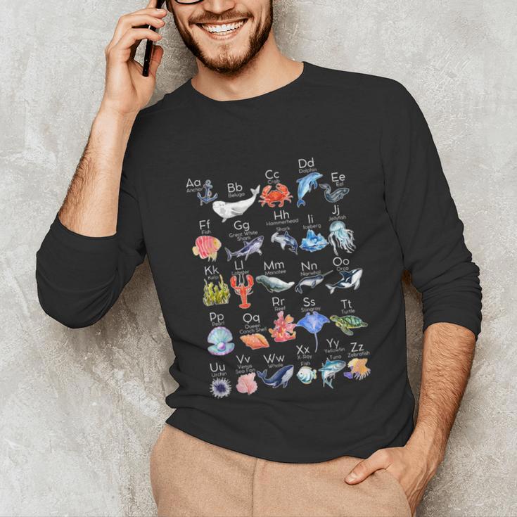 Ocean Animals Alphabet Cute Sea Life ABC Marine Kids Teacher Unisex Long Sleeve T-Shirt, funny gift