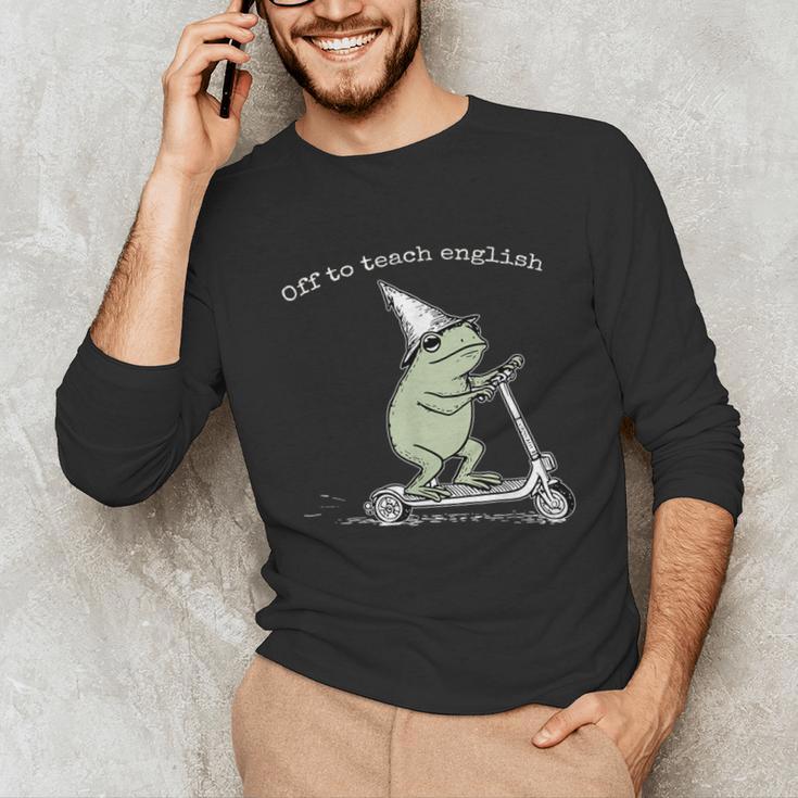 Off To Teach English Scooter Frog ESL Teacher Literature Unisex Long Sleeve T-Shirt, funny gift Off To Teach English Scooter Frog ESL Teacher Literature Unisex Long Sleeve T-Shirt, funny gift