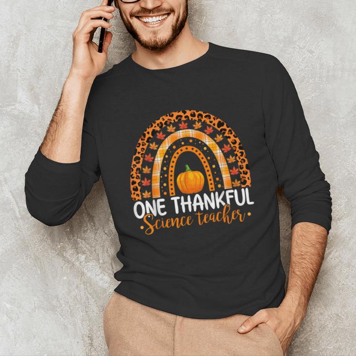 One Thankful Science Teacher Rainbow Boho Fall Thanksgiving Unisex Long Sleeve T-Shirt, funny gift