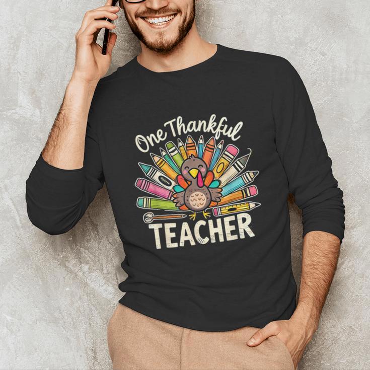 One Thankful Teacher Cute Thanksgiving Turkey School Unisex Long Sleeve T-Shirt, funny gift One Thankful Teacher Cute Thanksgiving Turkey School Unisex Long Sleeve T-Shirt, funny gift