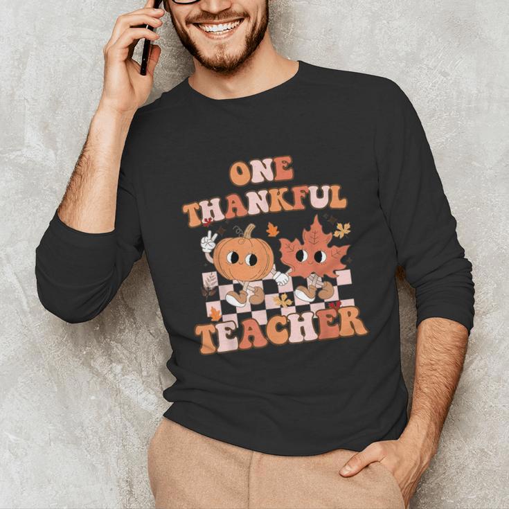 One Thankful Teacher Fall Leaves Thanksgiving Retro Unisex Long Sleeve T-Shirt, funny gift One Thankful Teacher Fall Leaves Thanksgiving Retro Unisex Long Sleeve T-Shirt, funny gift