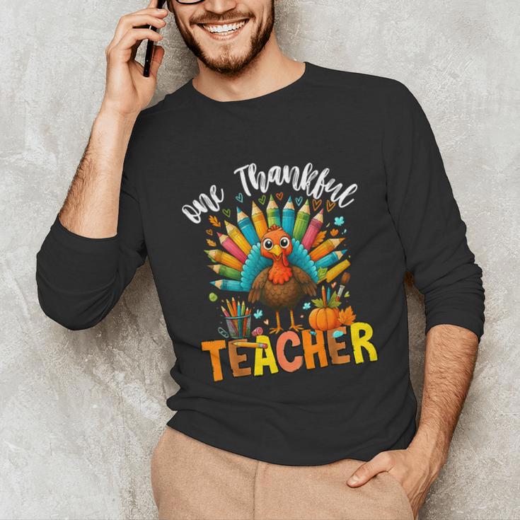 One Thankful Teacher Thanksgiving Turkey Cute Crayon Pencil Unisex Long Sleeve T-Shirt, funny gift One Thankful Teacher Thanksgiving Turkey Cute Crayon Pencil Unisex Long Sleeve T-Shirt, funny gift
