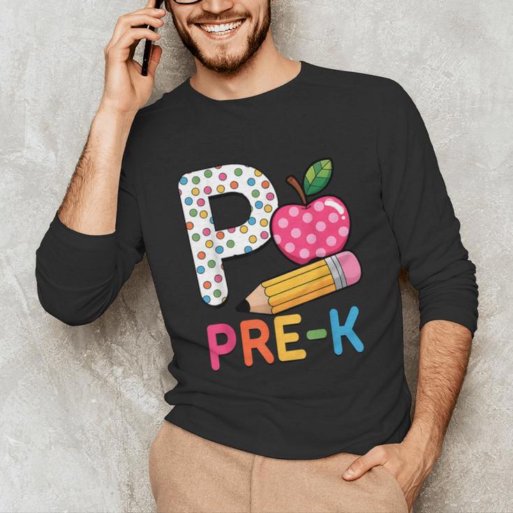 P Is For Pre K Teacher Student Pencil Apple Back To School Unisex Long Sleeve T-Shirt, funny gift P Is For Pre K Teacher Student Pencil Apple Back To School Unisex Long Sleeve T-Shirt, funny gift