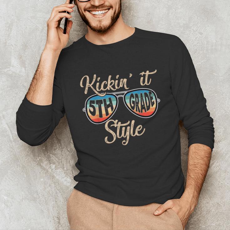 P41l Retro Kickin It 5th Grade Style Teacher Back To School For Men Women Girls Kids Unisex Long Sleeve T-Shirt, funny gift