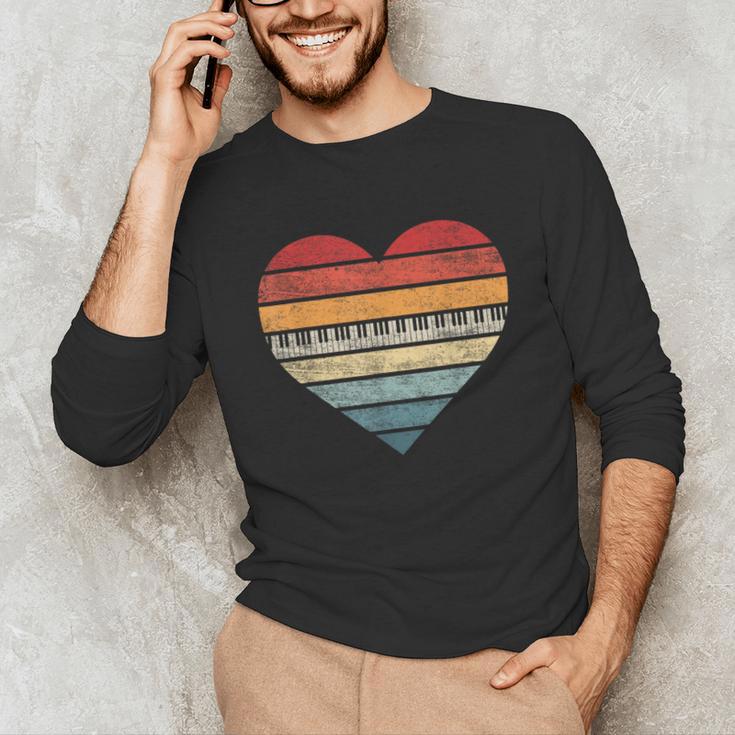 Pianist Retro Sunset Piano Keyboard Player Teacher Unisex Long Sleeve T-Shirt, funny gift