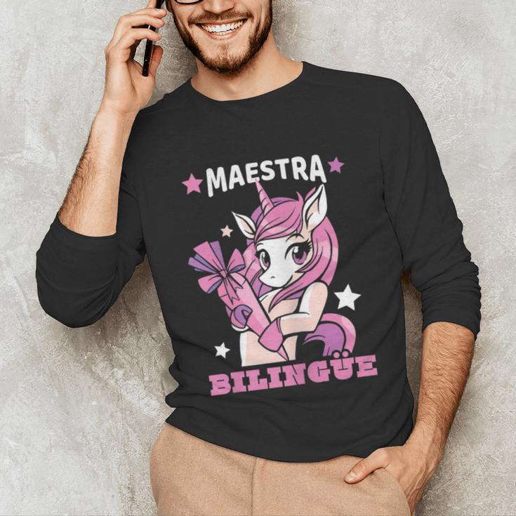 Pink Unicorn Spanish Teacher Regalos Para Bilingue Teacher Unisex Long Sleeve T-Shirt, funny gift Pink Unicorn Spanish Teacher Regalos Para Bilingue Teacher Unisex Long Sleeve T-Shirt, funny gift