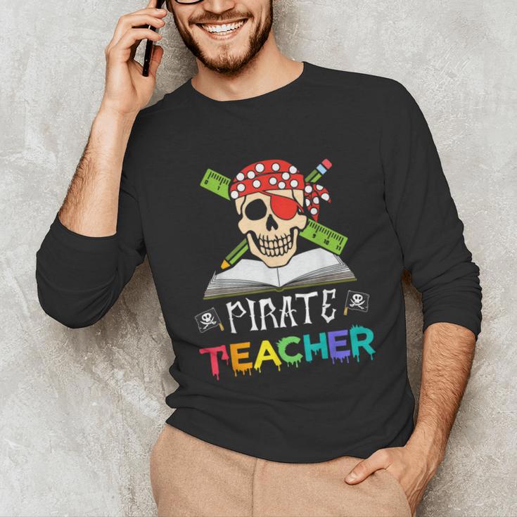 Pirate Teacher Halloween Skull Adult Unisex Long Sleeve T-Shirt, funny gift