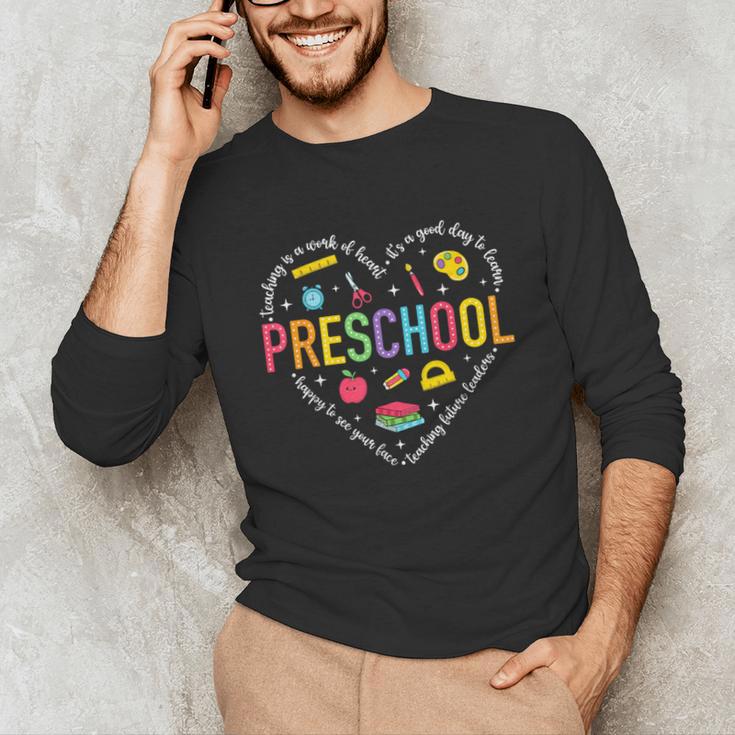 Preschool Teacher Pre-K Heart First Day Of Preschool Kids Unisex Long Sleeve T-Shirt, funny gift Preschool Teacher Pre-K Heart First Day Of Preschool Kids Unisex Long Sleeve T-Shirt, funny gift