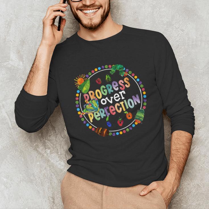 Progress Over Perfection Caterpillar Back To School Teacher Unisex Long Sleeve T-Shirt, funny gift Progress Over Perfection Caterpillar Back To School Teacher Unisex Long Sleeve T-Shirt, funny gift
