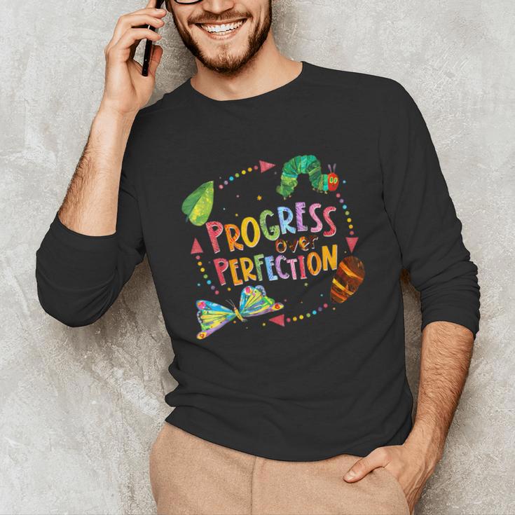 Progress Over Perfection Caterpillar Teacher Back To School Unisex Long Sleeve T-Shirt, funny gift Progress Over Perfection Caterpillar Teacher Back To School Unisex Long Sleeve T-Shirt, funny gift