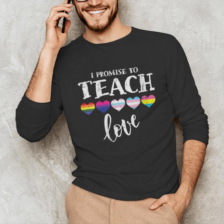 I Promise To Teach Love LGBT-Q Pride Proud Ally Teacher Unisex Long Sleeve T-Shirt, funny gift I Promise To Teach Love LGBT-Q Pride Proud Ally Teacher Unisex Long Sleeve T-Shirt, funny gift