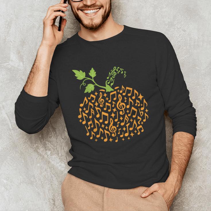 Pumpkin Music Notes Fall Teacher Autumn Halloween Unisex Long Sleeve T-Shirt, funny gift