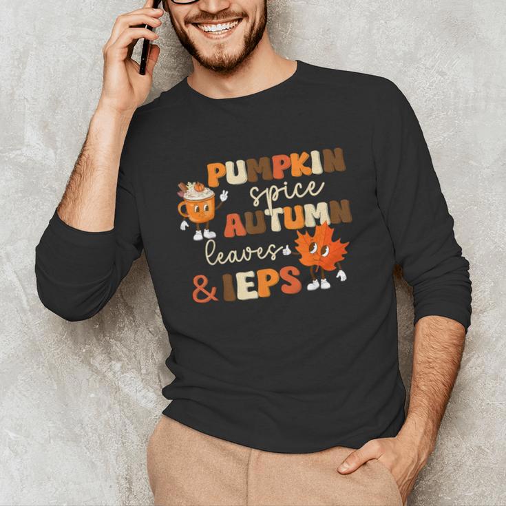 Pumpkin Spice Autumn Leaves IEPS Sped Teacher Fall Unisex Long Sleeve T-Shirt, funny gift