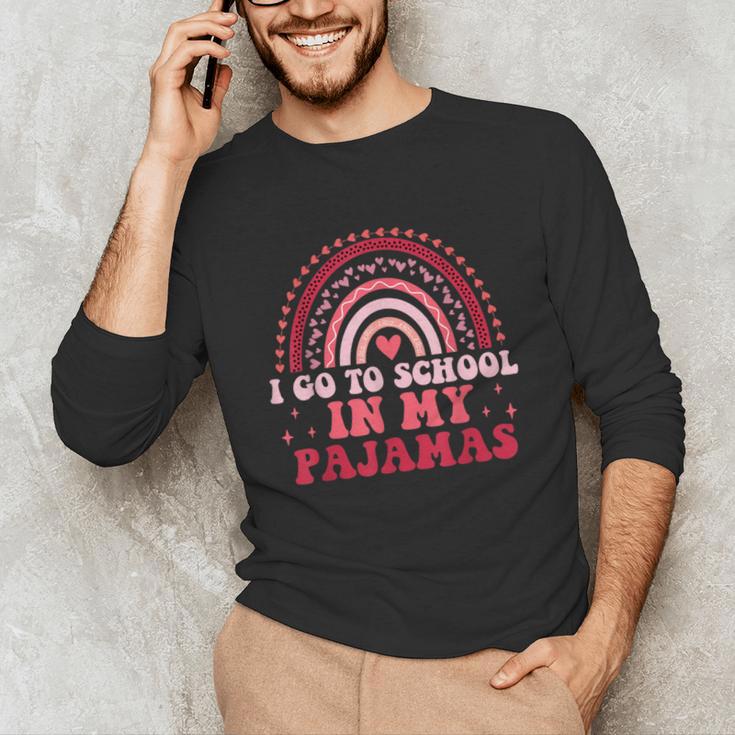 Rainbow Homeschool Mom Teacher I Go To School In My Pajamas Unisex Long Sleeve T-Shirt, funny gift Rainbow Homeschool Mom Teacher I Go To School In My Pajamas Unisex Long Sleeve T-Shirt, funny gift