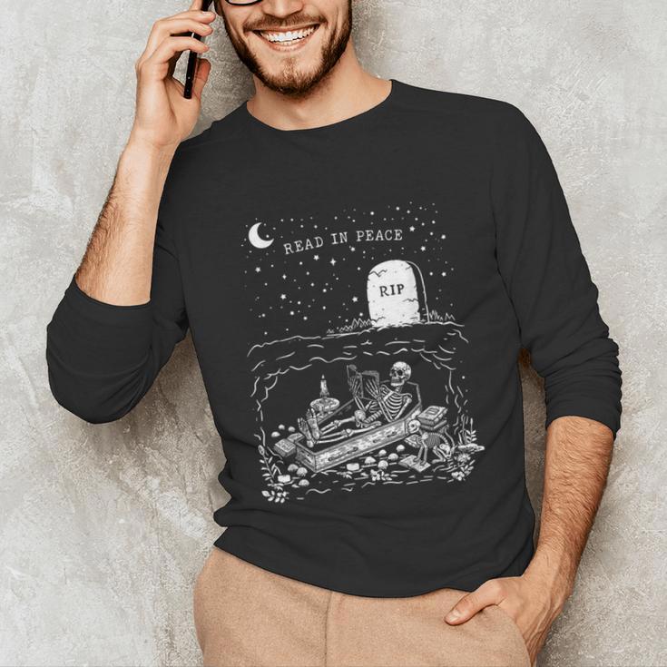 Read In Peace Skeleton Halloween Book Reading Spooky Teacher Unisex Long Sleeve T-Shirt, funny gift Read In Peace Skeleton Halloween Book Reading Spooky Teacher Unisex Long Sleeve T-Shirt, funny gift