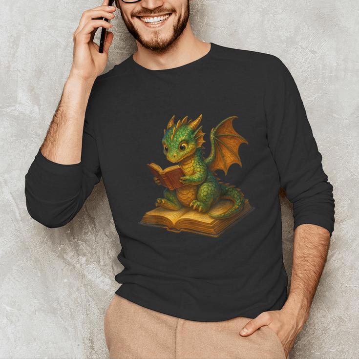 Reading Dragon Shirt For Bookish Teacher Librarian Bookworm Unisex Long Sleeve T-Shirt, funny gift