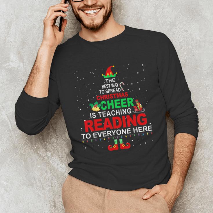 Reading Teacher Christmas Shirt Elf Christmas Cheer For Men Women Unisex Long Sleeve T-Shirt, funny gift