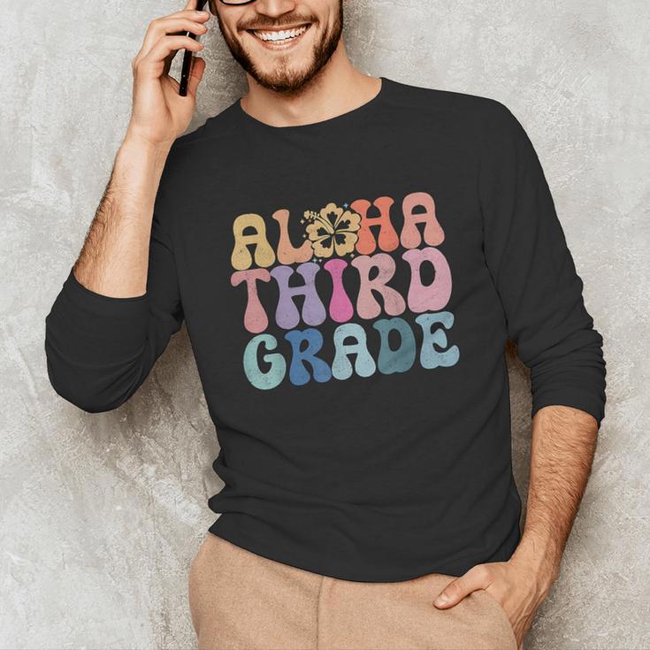 Retro Aloha Third Grade Teacher Summer Vacation Beach Hawaii Unisex Long Sleeve T-Shirt, funny gift