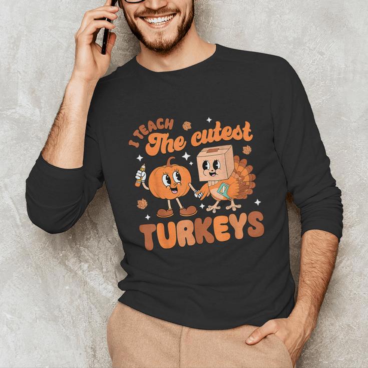 Retro I Teach The Cutest Turkey Thanksgiving Pumpkin Teacher Unisex Long Sleeve T-Shirt, funny gift Retro I Teach The Cutest Turkey Thanksgiving Pumpkin Teacher Unisex Long Sleeve T-Shirt, funny gift