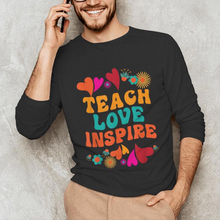 Retro Teach Love Inspire Back To School Teachers Unisex Long Sleeve T-Shirt, funny gift Retro Teach Love Inspire Back To School Teachers Unisex Long Sleeve T-Shirt, funny gift