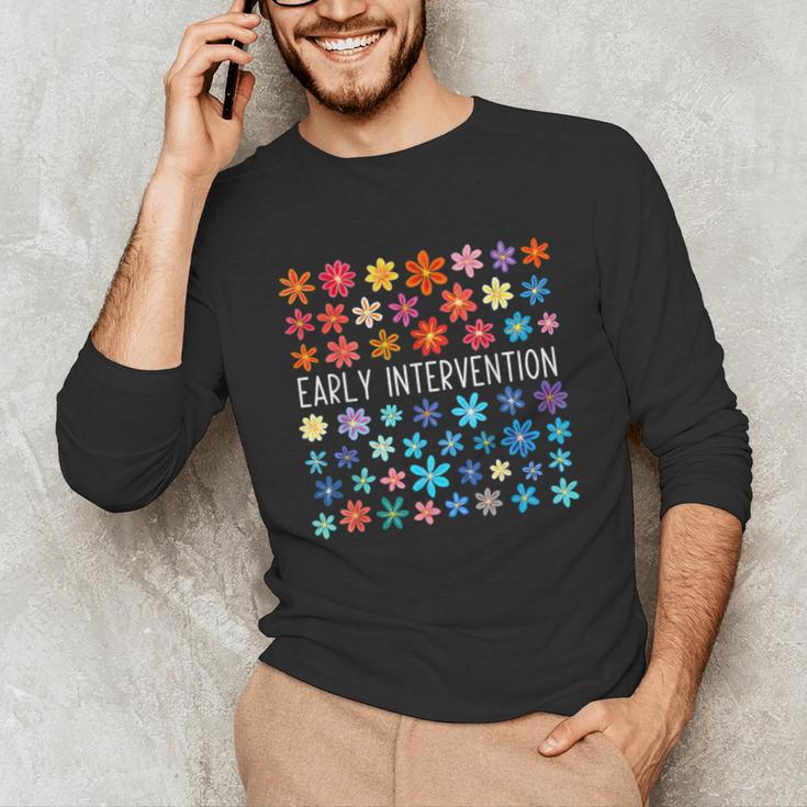 Retro Wildflower Early Intervention Teacher Interventionist Unisex Long Sleeve T-Shirt, funny gift