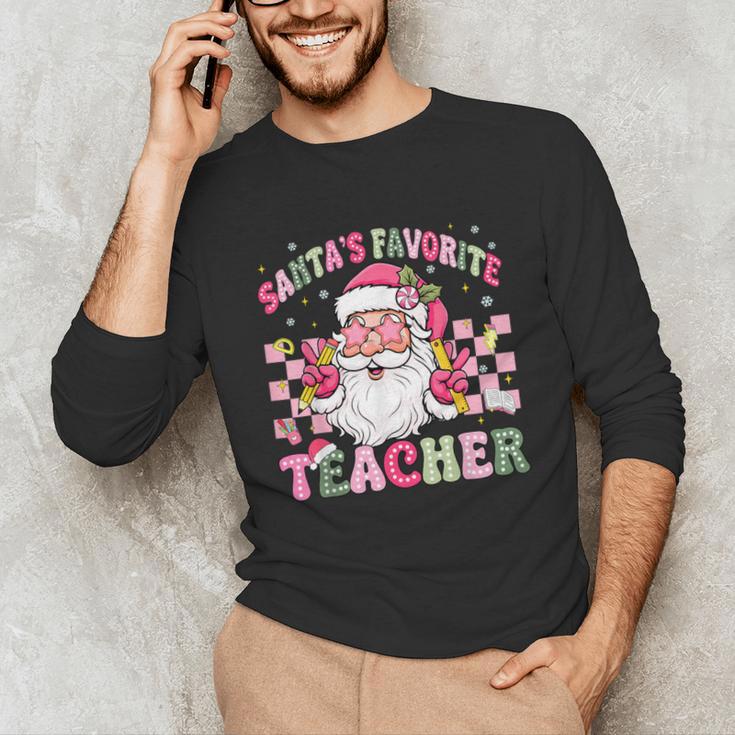 Santa's Favorite Teacher Groovy Christmas Teacher Boys Girls Unisex Long Sleeve T-Shirt, funny gift Santa's Favorite Teacher Groovy Christmas Teacher Boys Girls Unisex Long Sleeve T-Shirt, funny gift