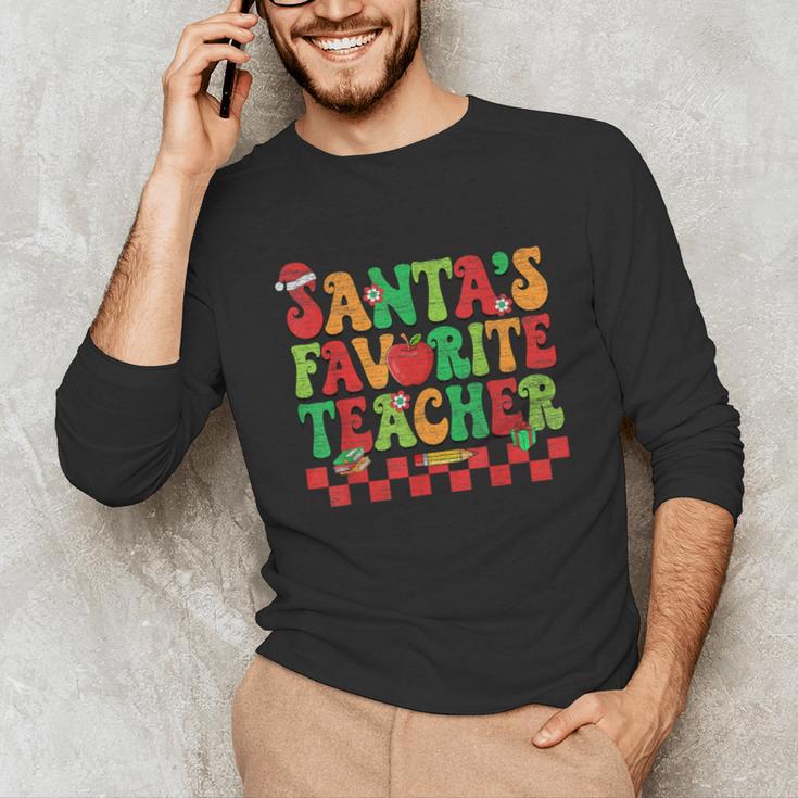Santas Favorite Teacher Retro Groovy Christmas Xmas Women Unisex Long Sleeve T-Shirt, funny gift Santas Favorite Teacher Retro Groovy Christmas Xmas Women Unisex Long Sleeve T-Shirt, funny gift