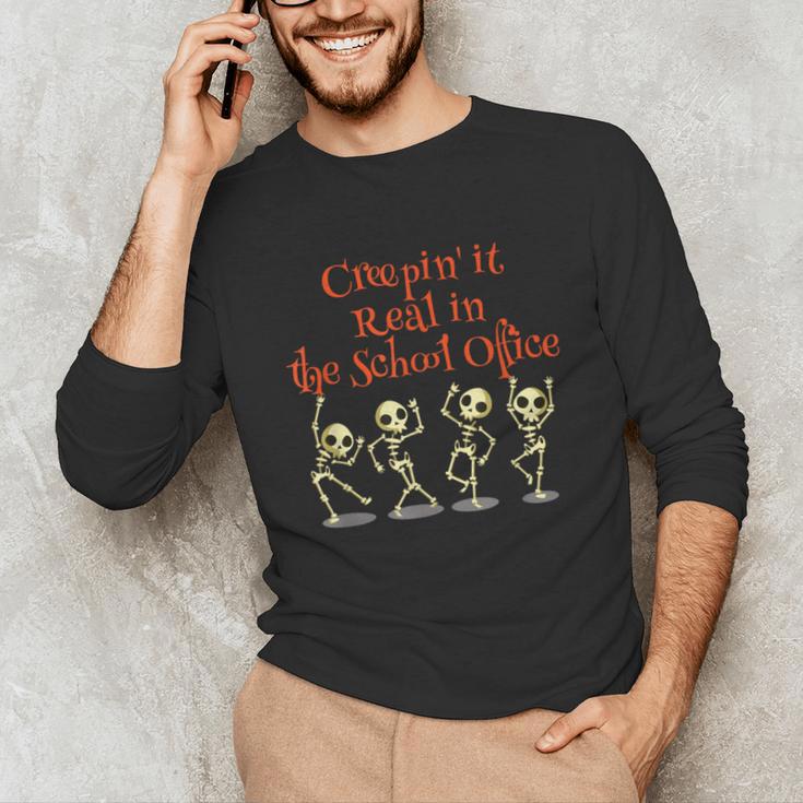School Office Clerk Creepin' It Real HALLOWEEN Teacher Shirt Unisex Long Sleeve T-Shirt, funny gift