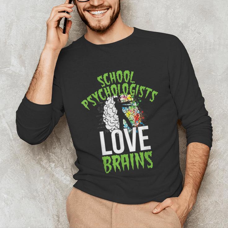 School Psychologists Love Brains Halloween Teacher Counselor Unisex Long Sleeve T-Shirt, funny gift School Psychologists Love Brains Halloween Teacher Counselor Unisex Long Sleeve T-Shirt, funny gift