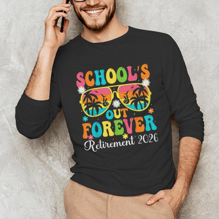 School's Out Forever Retirement 2026 Retro Retired Teacher Unisex Long Sleeve T-Shirt, funny gift