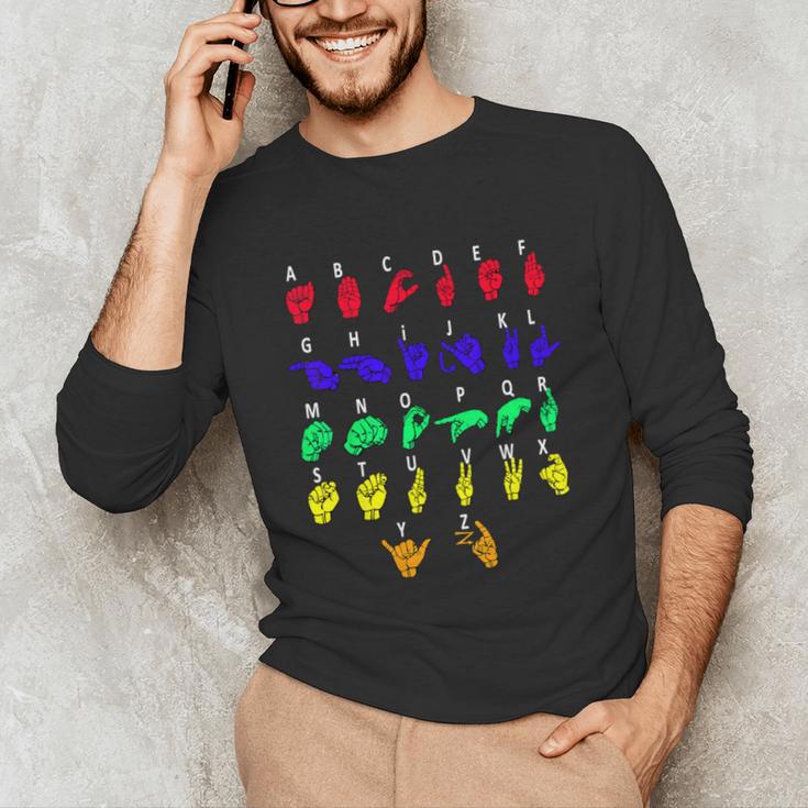 Sign Language Alphabet For ASL Interpreter Deaf Teacher Stud For Men Women Girls Kids Unisex Long Sleeve T-Shirt, funny gift