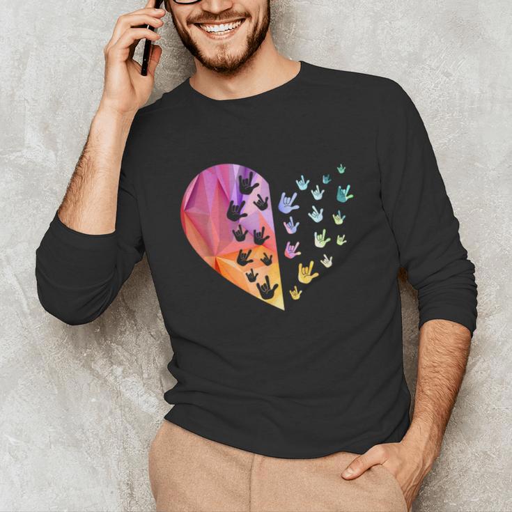 Sign Language Heart ASL For Deaf Teacher Unisex Long Sleeve T-Shirt, funny gift Sign Language Heart ASL For Deaf Teacher Unisex Long Sleeve T-Shirt, funny gift