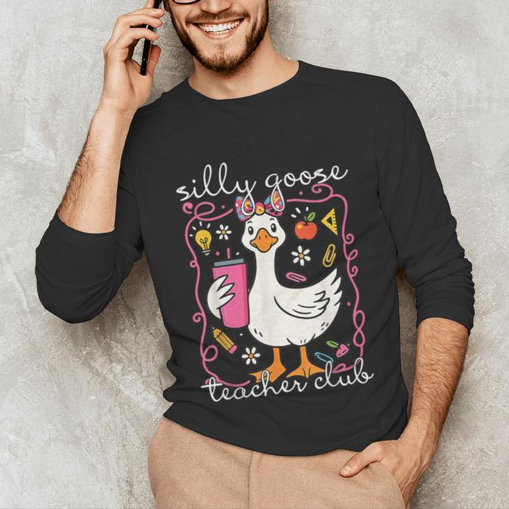 Silly Goose Teacher Club Animal Lover Groovy Teacher Unisex Long Sleeve T-Shirt, funny gift