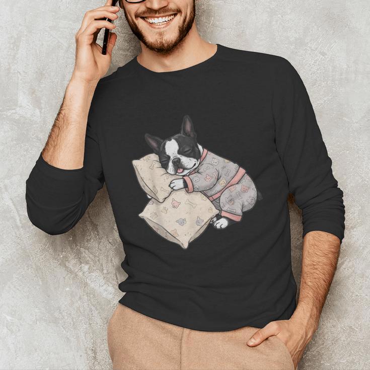 Sleepy Boston Terrier Pajama Men Women Kids Unisex Long Sleeve T-Shirt, funny gift