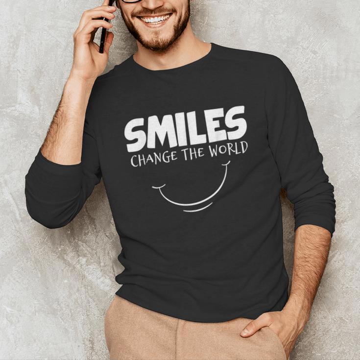 Smile Smiles Change The World Teacher T-Shirt Happy T-Shirt Unisex Long Sleeve T-Shirt, funny gift