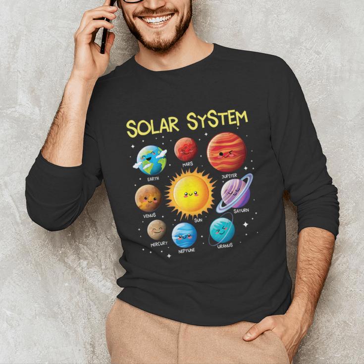 Solar System Cute Face Planets Space Science Teacher School Unisex Long Sleeve T-Shirt, funny gift