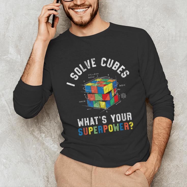 I Solve Cubes Speed Cubing Vintage Youth Math Teacher Unisex Long Sleeve T-Shirt, funny gift I Solve Cubes Speed Cubing Vintage Youth Math Teacher Unisex Long Sleeve T-Shirt, funny gift
